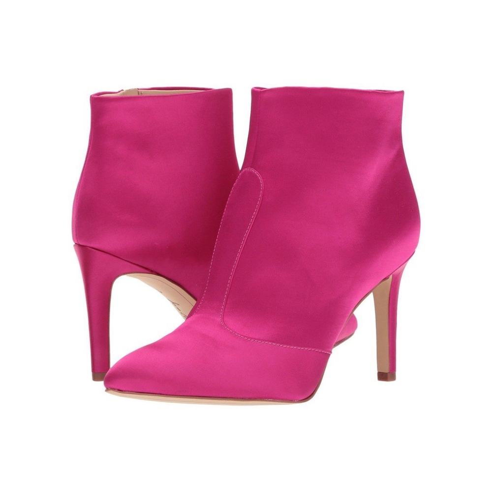 Pink Satin Ankle Booties